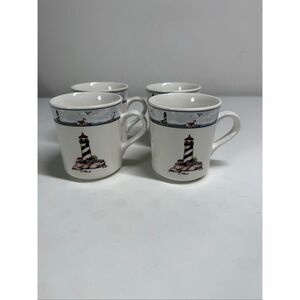 Totally Today Coastal Lighthouse Mugs 8oz. Set of 4